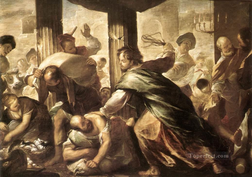 Christ Reinigungs der Tempel Luca Giordano Ölgemälde
